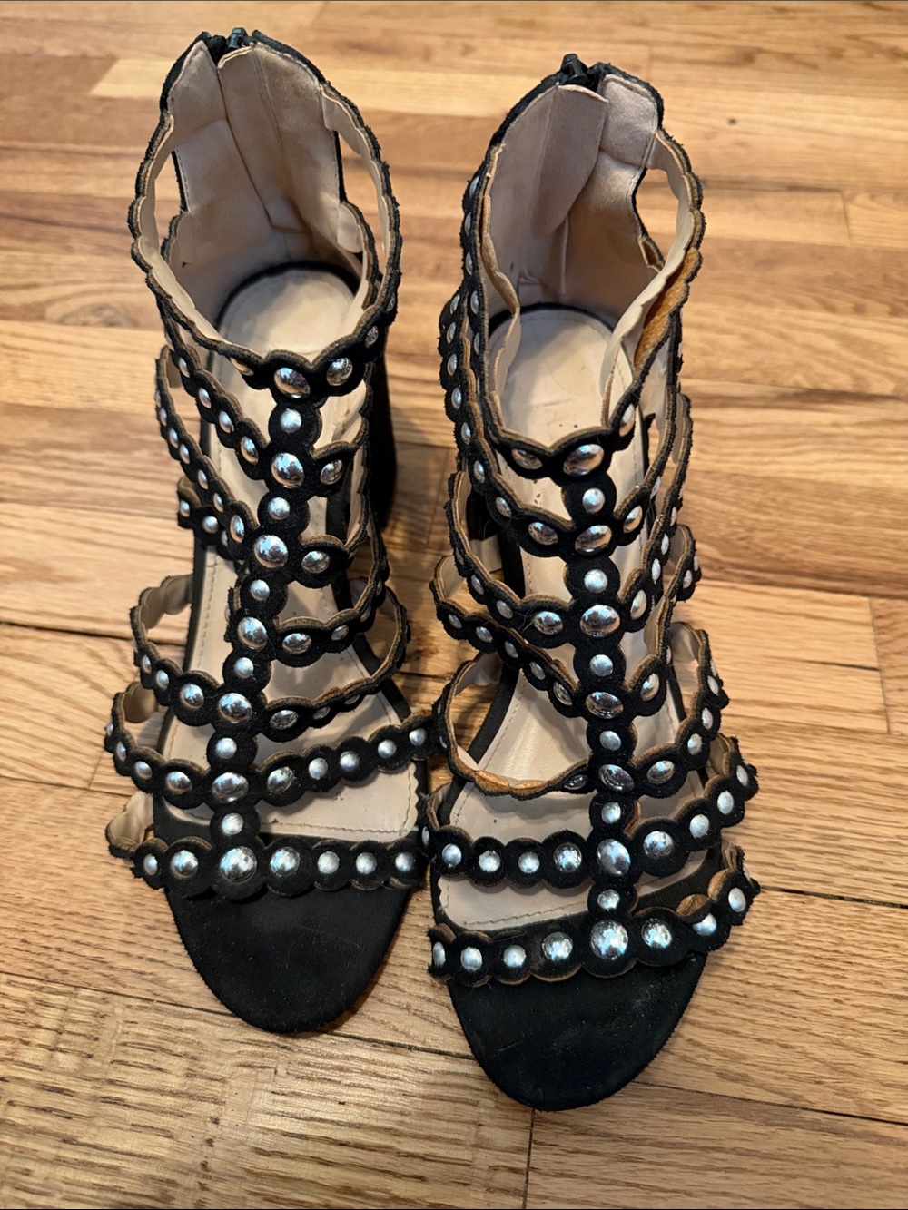 ASOS Black Studded Strappy Block Heel Sandals